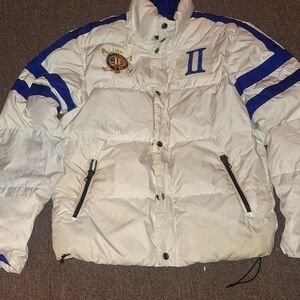 Vintage Ralph Lauren White and Blue USA Down Jacket